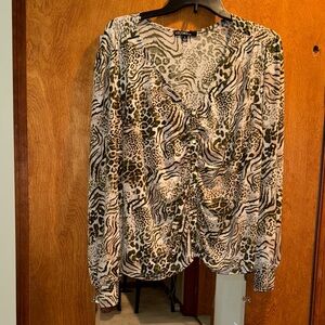 Studio by JPR Animal Print Blouse in Green and Cream